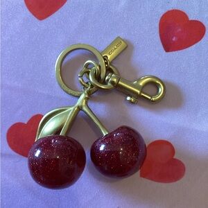 New Cherry Keychain in Sparkling Red and Gold